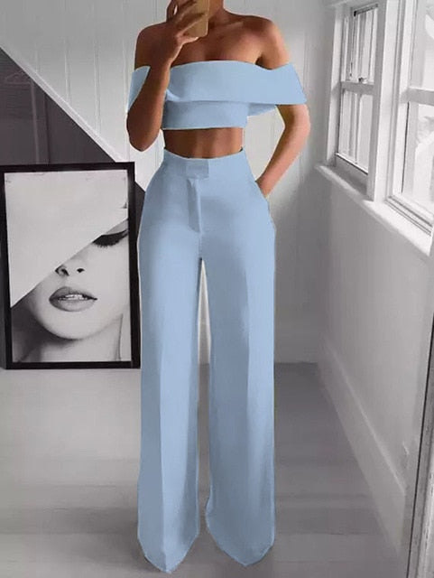 Cropped Top + Long Pants Set