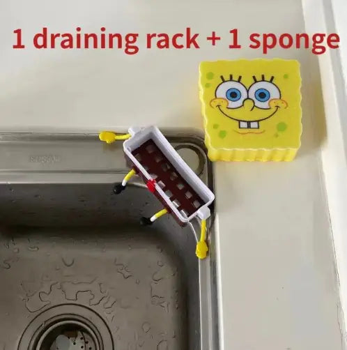 Cartoon Dish Sponge Holder with Drain Rack