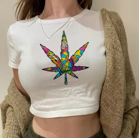 Crop Top Weed T-Shirt