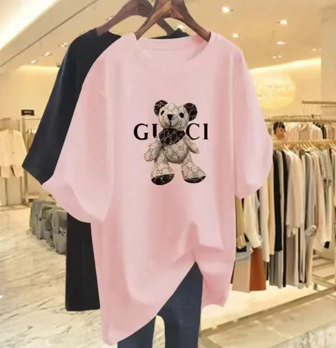 Bear Print Casual T-Shirt for Women