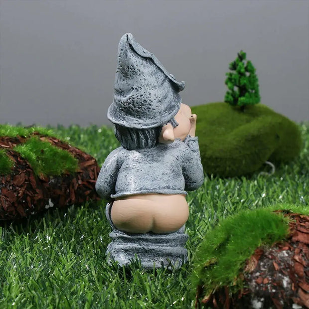 Pooping Naughty Gnome Miniature Statue Resin Dwarf Home Garden Ornament