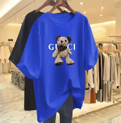 Bear Print Casual T-Shirt for Women