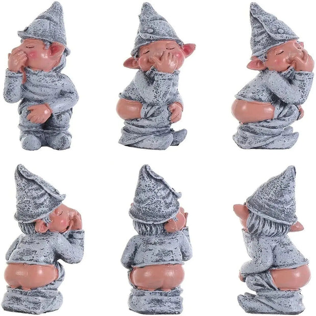 Pooping Naughty Gnome Miniature Statue Resin Dwarf Home Garden Ornament