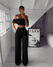 Cropped Top + Long Pants Set