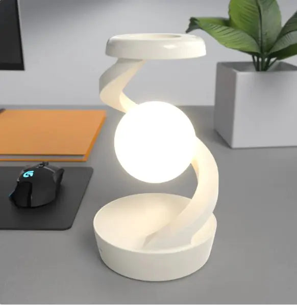 Rotating Moon Desk Lamp with Wireless Phone Charging, Sensor Control, and Night Light Function