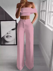 Cropped Top + Long Pants Set