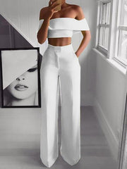 Cropped Top + Long Pants Set