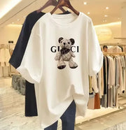 Bear Print Casual T-Shirt for Women