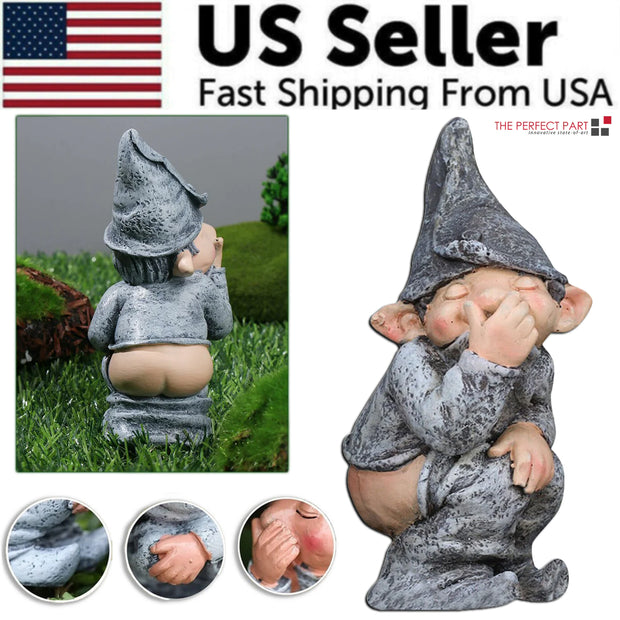 Pooping Naughty Gnome Miniature Statue Resin Dwarf Home Garden Ornament