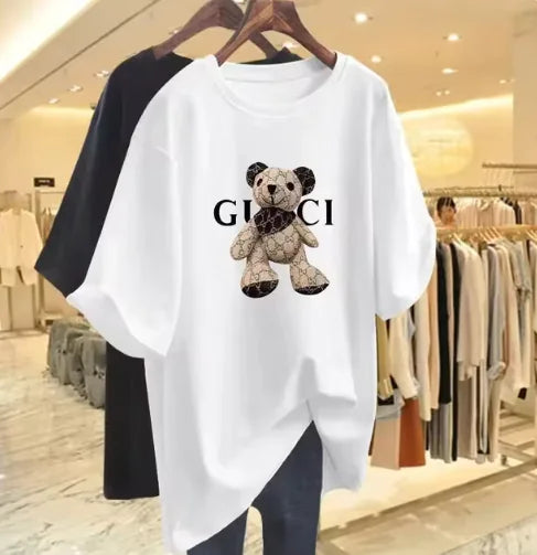 Bear Print Casual T-Shirt for Women