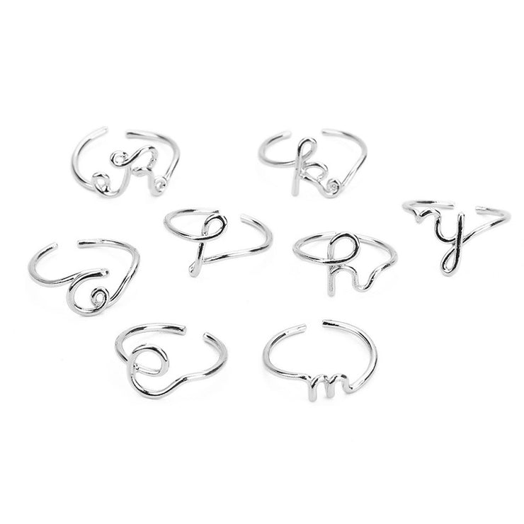 Initial Name Rings for Women Men Geometric Alloy Creative Finger Ring