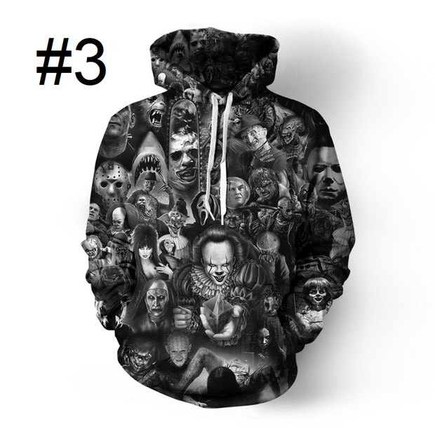 Unisex 3D Digital Print Horror Hoodies