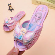 Disney Frozen Elsa Shoes For Girls Children Lovely Cartoon Princess Flat Sandals Shoes Inside and outside slippers With Bow