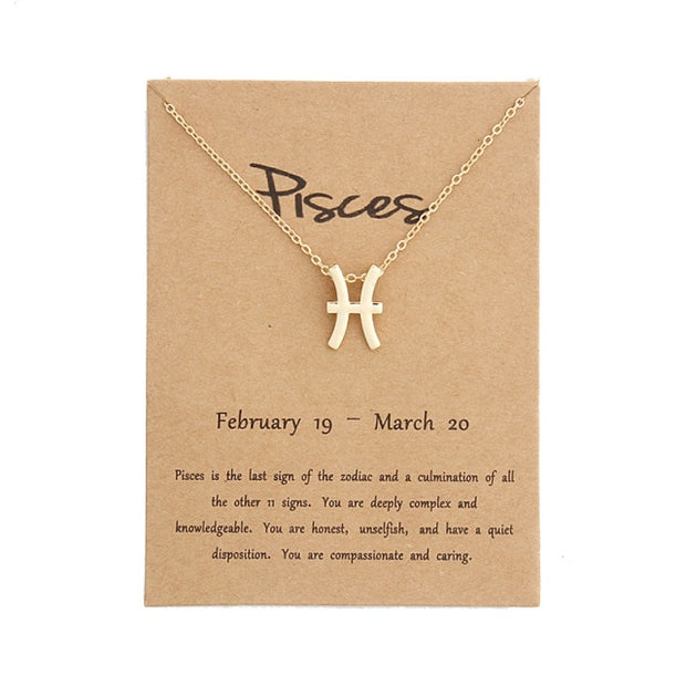 Gold Zodiac Pendant Necklace For Women