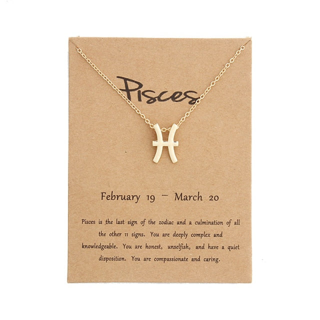 Gold Zodiac Pendant Necklace For Women