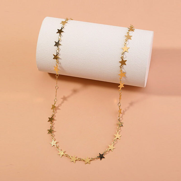 Gold star choker necklace