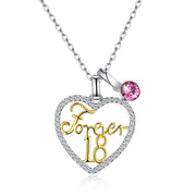 Forever 18 Sterling Silver Necklace with  Crystals