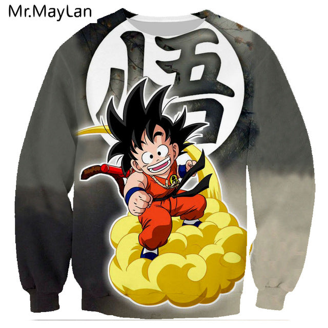 Anime Dragon Ball Sweatshirts Print Cute Kid Goku 3D Outerwear Women Men Long Sleeve  Crewneck Sportswear Coat Tops Harajuku