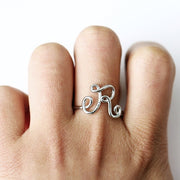 Initial Name Rings for Women Men Geometric Alloy Creative Finger Ring