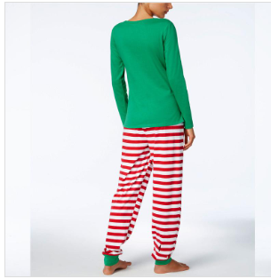 Christmas Pajamas Sets Striped Cartoon Print