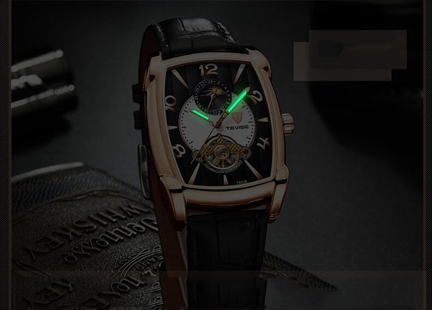 TEVISE Business Square Design Unique Mechanical Watch