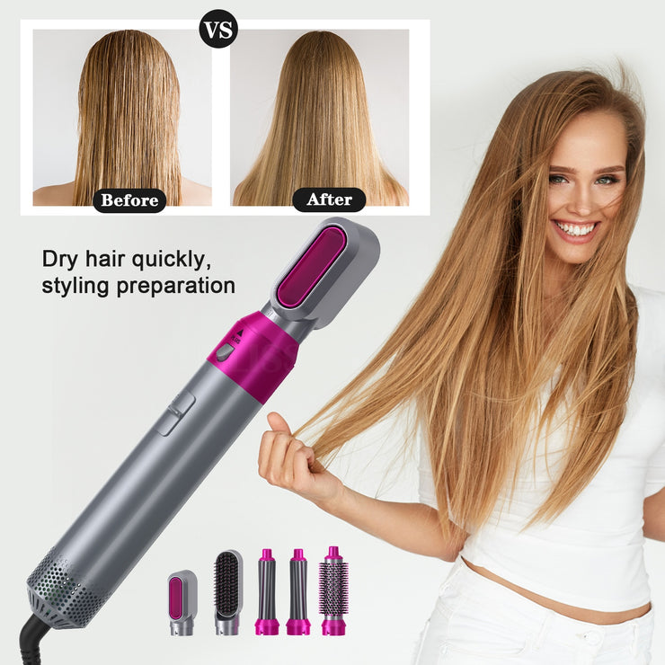 Multi Functional 5In1 Hair Dryer Comb Hair Curling Straightening Hair