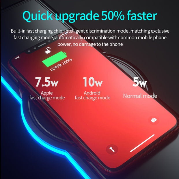 Wireless Charging Mouse Pad Gamer Mousepad Oversized RGB Luminous Desk Mat Computer Laptop Keyboard Non-Slip Glowing LED Cushion