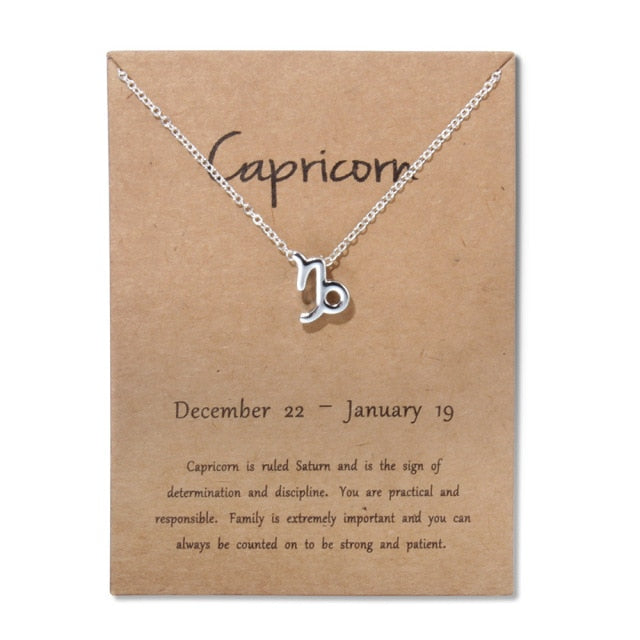 Gold Zodiac Pendant Necklace For Women