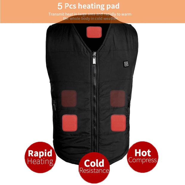 2019 Men Women USB Infrared Heating Vest Winter Outdoor Jacket Electric Thermal Waistcoat