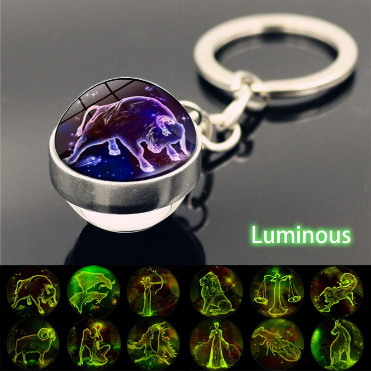 12 Constellation Luminous Keychain Glass Ball