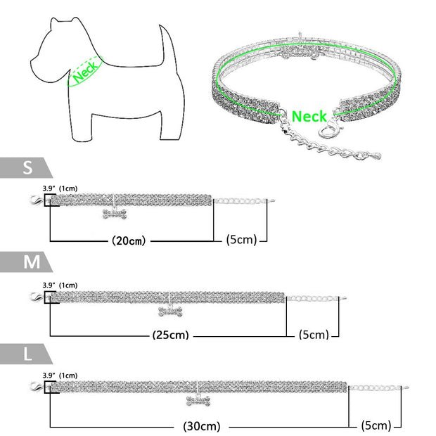 Heart-Shaped Whinestone Dog Collar