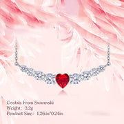 Austrian Crystal 8.00 CT Ruby Heart  Necklace