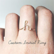 Initial Name Rings for Women Men Geometric Alloy Creative Finger Ring