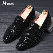 M-anxiu Shining Rhinestone Decoration Fashion Loafer Shoes