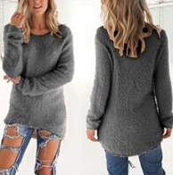 Women Loose Long Sleeve Solid Warm Pullovers