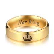 Her King His Queen Couple Rings Gold Crown Rings