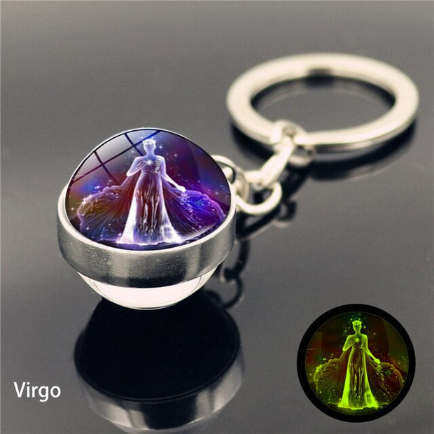 12 Constellation Luminous Keychain Glass Ball