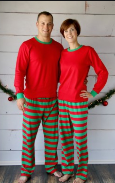 Long Sleeve Shirt+ Long Striped Pants Xmas Family Matching Outfit