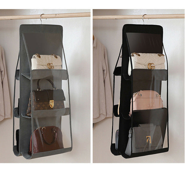 Packing Organizers Solid 6 Pocket Folding Hanging Handbag Storage Holder Organizer Rack Hook Hanger Fashion Hot 2019