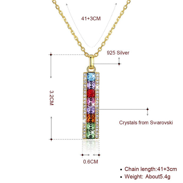 Red Light Green Light 1 2 3 Sterling Silver Necklace with  Crystals