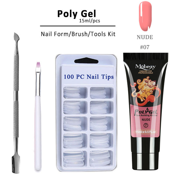 Poly Gel LED Clear UV Gel Varnish Nail Polish Art Kit