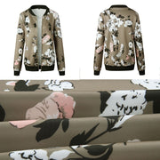 Wuhaobo Fashion Retro Floral Print Women Coat Casual Zipper Up Bomber Jacket Ladies Casual Autumn Outwear Coats Women Clothing