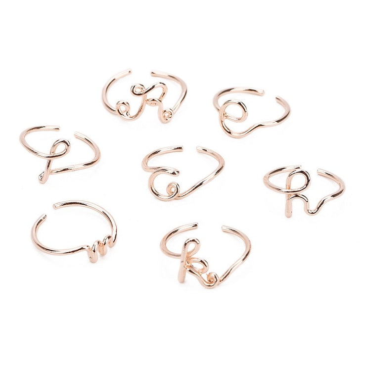 Initial Name Rings for Women Men Geometric Alloy Creative Finger Ring