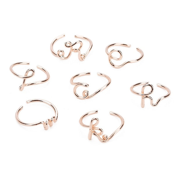 Initial Name Rings for Women Men Geometric Alloy Creative Finger Ring