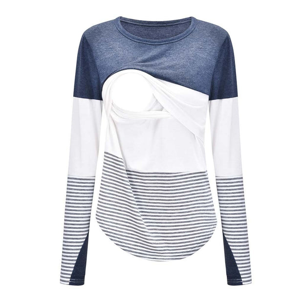 Maternity Clothes Long Sleeve Striped O-neck Nursing Maternity Tops Pregnancy Shirt For Breastfeeding Ropa Premama Embarazadas