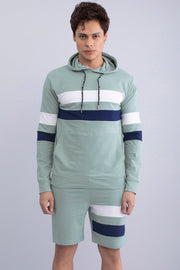 Men's Multicoloured Cotton Spandex Printed Regular Fit Tracksuit with Bottom Set