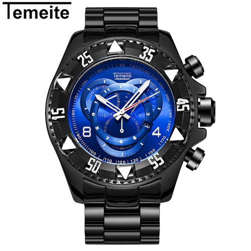 Men Quartz Clock Vintage Watch  With Stainless Steel Strap