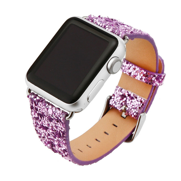 Leather Band for Apple Watch Series 6 SE 5/4/3 38mm 40mm 42mm 44mm Bling Strap for Iwatch Wrist  Bracelet Bright Shine Strap