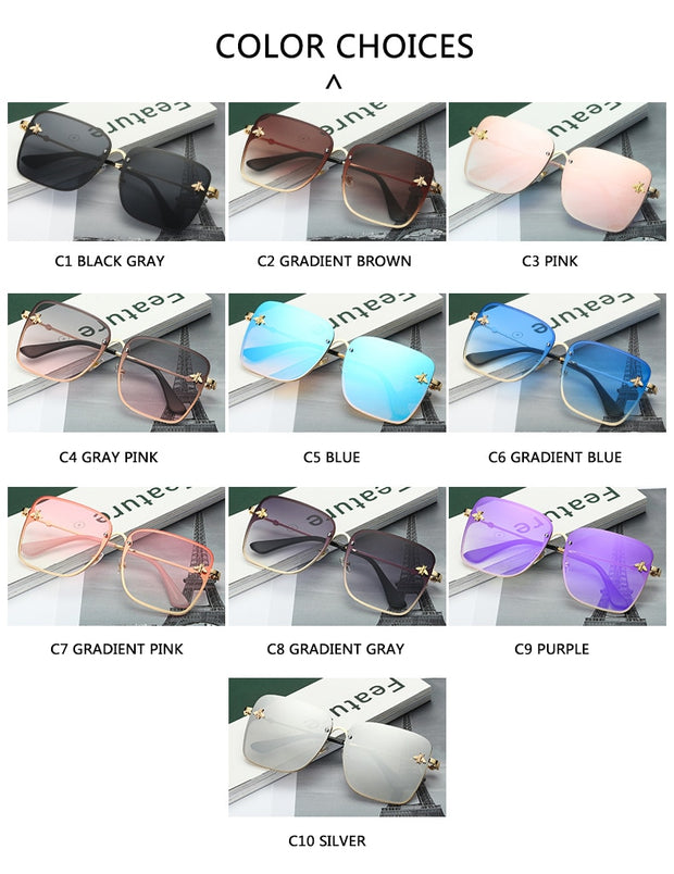 Lady Oversize Rimless Square Sunglasses