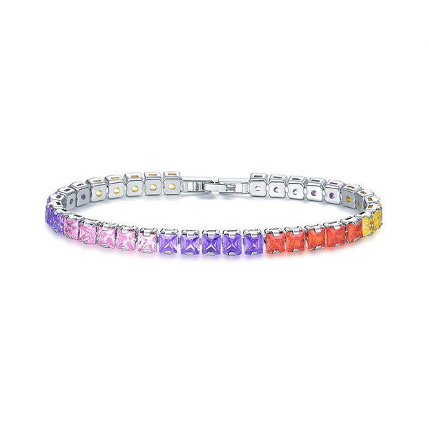 0.25ct Clear Square Tennis Bracelet for Men Women